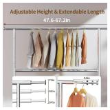 Luxspire Heavy Duty Clothes Rack Load 600 LBS, Double Rod Clothing Rack, Rolling Garment Racks with Lockable Wheels, Shelves, Adjustable Laundry Hanging Racks for Clothes