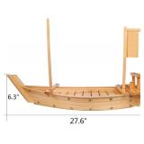 Kichgather 27.6" Wooden Sushi Serving Tray Boat Plate for Restaurant or Home