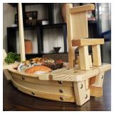 Kichgather 27.6" Wooden Sushi Serving Tray Boat Plate for Restaurant or Home