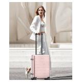 NINETYGO Carry On Luggage 22x14x9 Airline Approved, 20 Inch Luggage with Smooth Spinner Wheels, Expandable, Hard Shell PC Suitcase, Lightweight Travel Luggage, TSA Approved (Pink, Rhine Max)