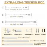 White Tension Curtain Rod 41-126In(4-10Ft), Long Outdoor Curtain Rod No Drilling for Window or Bathroom Patio, Adjustable Heavy Duty Shower Rod,Rod Diameter 1.26In-One-bond stretching