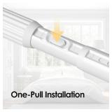 White Tension Curtain Rod 41-126In(4-10Ft), Long Outdoor Curtain Rod No Drilling for Window or Bathroom Patio, Adjustable Heavy Duty Shower Rod,Rod Diameter 1.26In-One-bond stretching