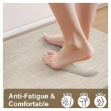 Collive Kitchen Mats for Floor 2PCS, Cushioned Anti Fatigue Rugs Non Slip Waterproof Kitchen Sink Mat, Memory Foam Comfort Standing Mats for Desk, Office, Home Decor, 20" x 47" + 20" x 32", Beige