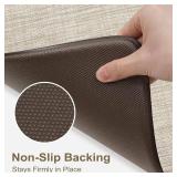 Collive Kitchen Mats for Floor 2PCS, Cushioned Anti Fatigue Rugs Non Slip Waterproof Kitchen Sink Mat, Memory Foam Comfort Standing Mats for Desk, Office, Home Decor, 20" x 47" + 20" x 32", Beige