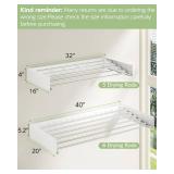 Vikaqi Wall Mounted Clothes Drying Rack 40 inches, Foldable Wall Mount Laundry Rack Folding Indoor, Drying Rack Clothing Collapsible, Hidden Space Saver with Wall Template, 6 Rods, White
