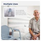 Drive Medical Folding Steel Bedside Commode Chair - 3-in-1 Portable Toilet - Adjustable Height - 350 Lb Weight Capacity - 7.5 Qt Bucket - Adult Commode - Grey