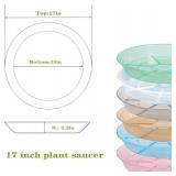 2 Pack Plant Saucer Drip Tray 17 inch, Large Heavy Sturdy Plastic Planter Flower Pot Saucers for Indoor Outdoor Garden, Plant Water Drip Trays for pots (17" 2Pack, Clear)