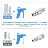 Industrial Air Coupler and Plug Kit, 3/8 Inch High Flow Body Size, 1/4 Inch NPT Threads Size, Steel Material, 9 Pieces Air Compressor Hose Accessories Fittings