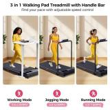 Walking Pad with Handle Bar, 2026 Upgrade Small Walking Pad Treadmill with Incline, 3.0HP Portable Under Desk Treadmill with Handles for Home Small, 0.6-7.6MPH, 350LBS.