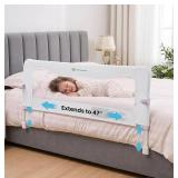 TotCraft MiniFlex Adjustable Length & Height Bed Rail for Toddlers   35.5" or 47" Two Fixed Lengths,Fits Twin, Full & Queen Beds   14 Height Levels   ASTM Certified Baby Bed Rail Guard (White)