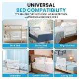 TotCraft MiniFlex Adjustable Length & Height Bed Rail for Toddlers   35.5" or 47" Two Fixed Lengths,Fits Twin, Full & Queen Beds   14 Height Levels   ASTM Certified Baby Bed Rail Guard (White)