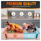 Hotel Pan, Full Size Steam Table Pan 4" Deep Stainless Steam Table Pan with Lid Full Size Food Pan 20.8" L x 13" W Anti Jam Stainless Steel Buffet Pan Commercial Stainless Steel Pan (4 Pack)