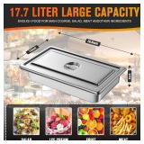 Hotel Pan, Full Size Steam Table Pan 4" Deep Stainless Steam Table Pan with Lid Full Size Food Pan 20.8" L x 13" W Anti Jam Stainless Steel Buffet Pan Commercial Stainless Steel Pan (4 Pack)