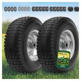 13x5.00-6 Flat Free Tire and Wheel Assemblies (2 Pack),13 x 5 x 6 Solid Rubber Tires and Wheel for Riding Lawn Mower - With 3/4" Bushings (Extra 5/8" Bushings) and 3" Centered Hub (Grey)