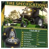 13x5.00-6 Flat Free Tire and Wheel Assemblies (2 Pack),13 x 5 x 6 Solid Rubber Tires and Wheel for Riding Lawn Mower - With 3/4" Bushings (Extra 5/8" Bushings) and 3" Centered Hub (Grey)
