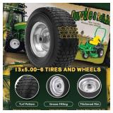 13x5.00-6 Flat Free Tire and Wheel Assemblies (2 Pack),13 x 5 x 6 Solid Rubber Tires and Wheel for Riding Lawn Mower - With 3/4" Bushings (Extra 5/8" Bushings) and 3" Centered Hub (Grey)