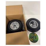 13x5.00-6 Flat Free Tire and Wheel Assemblies (2 Pack),13 x 5 x 6 Solid Rubber Tires and Wheel for Riding Lawn Mower - With 3/4" Bushings (Extra 5/8" Bushings) and 3" Centered Hub (Grey)
