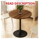 Round Dining Table 27.5" Circle Tulip Table with Wood Thickened Tabletop & Sturdy Metal Pedestal Mid Century Modern Farmhouse Kitchen Tables for 4 Small Places Living Room Cafe,Somber Walnut
