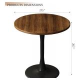 Round Dining Table 27.5" Circle Tulip Table with Wood Thickened Tabletop & Sturdy Metal Pedestal Mid Century Modern Farmhouse Kitchen Tables for 4 Small Places Living Room Cafe,Somber Walnut
