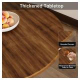 Round Dining Table 27.5" Circle Tulip Table with Wood Thickened Tabletop & Sturdy Metal Pedestal Mid Century Modern Farmhouse Kitchen Tables for 4 Small Places Living Room Cafe,Somber Walnut