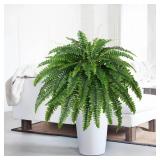 Dkaltm Artificial Boston Fern Bush- Set of 2 Large Artificial Ferns for Outdoors, 45Inch Large Faux Ferns, Suitable for Office & Living Room Decor, 55Branches for Each Bouquet
