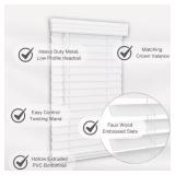 Lotus & Windoware Cordless 2" Faux Wood Room Darkening Horizontal Blind, 48" W x 36" L, Bright White, Embossed
