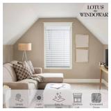 Lotus & Windoware Cordless 2" Faux Wood Room Darkening Horizontal Blind, 48" W x 36" L, Bright White, Embossed