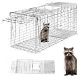 Animal Trap 26"x10"x9" Cage Trap,Heavy Duty Folding Raccoon Traps Live Animal Cage Trap,Humane Catch and Release Stray Cats,Squirrels,Rabbits