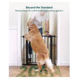 Babelio Extra Wide Baby/Dog Gate PressGuard P7, 29-55" Auto Close for The House and Doorway, Safety Pressure Mounted Pet Door, NO Need Tools and Drilling, Black