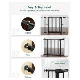 Babelio Extra Wide Baby/Dog Gate PressGuard P7, 29-55" Auto Close for The House and Doorway, Safety Pressure Mounted Pet Door, NO Need Tools and Drilling, Black