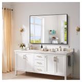 $144 YIROMAN Bathroom Mirror for Wall 48"x36", Large Matte Black Bathroom Mirror with Metal Frame, Rectangular Vanity Mirror with Right Angles, Wall Mirror Hangs Horizontal or Vertical, Shatterproof