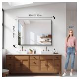 $144 YIROMAN Bathroom Mirror for Wall 48"x36", Large Matte Black Bathroom Mirror with Metal Frame, Rectangular Vanity Mirror with Right Angles, Wall Mirror Hangs Horizontal or Vertical, Shatterproof
