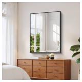 $144 YIROMAN Bathroom Mirror for Wall 48"x36", Large Matte Black Bathroom Mirror with Metal Frame, Rectangular Vanity Mirror with Right Angles, Wall Mirror Hangs Horizontal or Vertical, Shatterproof