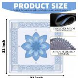 ARELUX Neoprene Mahjong Mat with Carrying Bag 32"x32" No Creases Rolled Shipping American Mat with Charles Rules Anti-Slip & Noise Reduction Table Cover for Poker, Card & Board Game(Light Blue)