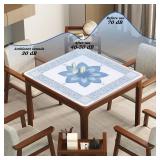 ARELUX Neoprene Mahjong Mat with Carrying Bag 32"x32" No Creases Rolled Shipping American Mat with Charles Rules Anti-Slip & Noise Reduction Table Cover for Poker, Card & Board Game(Light Blue)