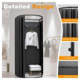 $120 AMSXNOO Clothing Store Fitting Room, Removable Temporary Changing Locker Room with Shading Curtain, Portable Privacy Dressing Room for House Office Shopping Mall (Color: Black, Size: 100x95x200cm