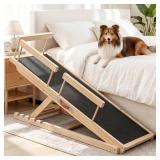 $126 Dog Ramp for Bed and Couch 55" with Non-Slip Surface & Side Rails | 6 Adjustable Heights (19.7"-27.6"), 250 lb Capacity, Safe Mobility for Senior Large Dogs, Non-Slip Silicone Surface