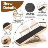 $126 Dog Ramp for Bed and Couch 55" with Non-Slip Surface & Side Rails | 6 Adjustable Heights (19.7"-27.6"), 250 lb Capacity, Safe Mobility for Senior Large Dogs, Non-Slip Silicone Surface