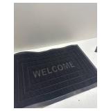GORILLA GRIP 100% Waterproof All-Season WeatherMAX Doormat 35x23, US Designed Natural Rubber, Stain and Fade Resistant, Low Profile Indoor Outdoor Door Mats, Easy Clean Patio Mat, Black Welcome