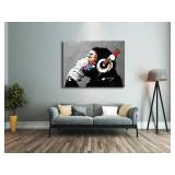 $130 Wieco Art Monkey With Headphones Banksy Graffiti Art Abstract Canvas Painting Posters and Prints Animal Canvas Wall Art for Wall Decor and Home decorations Office Decor