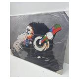 $130 Wieco Art Monkey With Headphones Banksy Graffiti Art Abstract Canvas Painting Posters and Prints Animal Canvas Wall Art for Wall Decor and Home decorations Office Decor