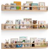 G&W Gruwald Nursery Book Shelves, Set of 3, Wall Bookshelf, Book Shelf for Kids Rooms, Wall Book Shelves for Bedroom Kids, Floating Shelf, Nursery Decor (Wood, 36 Inches)