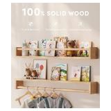 G&W Gruwald Nursery Book Shelves, Set of 3, Wall Bookshelf, Book Shelf for Kids Rooms, Wall Book Shelves for Bedroom Kids, Floating Shelf, Nursery Decor (Wood, 36 Inches)