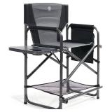 EVER ADVANCED Medium Tall Directors Chair Foldable Makeup Artist Chair Bar Height with Side Table Cup Holder and Pocket Footrest, Supports 400LBS (Grey, Seat Height: 23.2 inches)