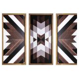 flangairy Set of 3 Aztec Wall Decor, 20.9"x 9.8" Wood Western Wall Art, Native American Tribal Southwestern Modern Boho Southwest Living Room Bedroom Kitchen Bathroom Rustic Farmhouse Home Decorations