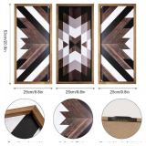 flangairy Set of 3 Aztec Wall Decor, 20.9"x 9.8" Wood Western Wall Art, Native American Tribal Southwestern Modern Boho Southwest Living Room Bedroom Kitchen Bathroom Rustic Farmhouse Home Decorations