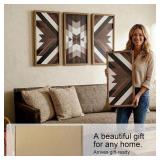 flangairy Set of 3 Aztec Wall Decor, 20.9"x 9.8" Wood Western Wall Art, Native American Tribal Southwestern Modern Boho Southwest Living Room Bedroom Kitchen Bathroom Rustic Farmhouse Home Decorations