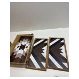 flangairy Set of 3 Aztec Wall Decor, 20.9"x 9.8" Wood Western Wall Art, Native American Tribal Southwestern Modern Boho Southwest Living Room Bedroom Kitchen Bathroom Rustic Farmhouse Home Decorations