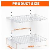 Ultrawall Wall Mounted Storage Shelf, Garage Shelves 24x12 Inch, Metal Shelf Rack, Heavy-Duty Wall Organizer for Closet, Kitchen, Laundry Room 2 Pack, White