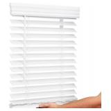 Lotus & Windoware Cordless, 2 Inch Faux Wood Blind, 34.5" Wide x 60" Long, Window Blinds, Blinds & Shades, Blinds for Indoor Windows, Embossed, Bright White